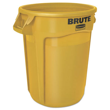 Rubbermaid® Commercial Round Brute Container, Plastic, 32 Gal, Yellow freeshipping - TVN Wholesale